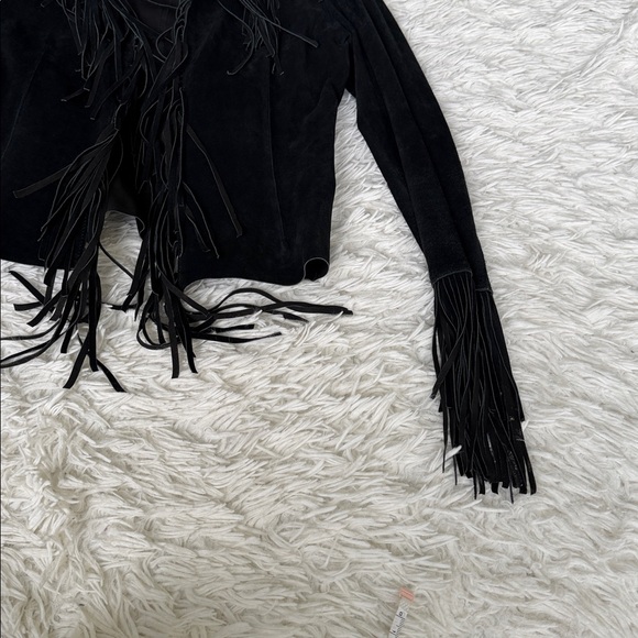 Bebe Black Suede Fringe Western Jacket Size XS - Picture 3 of 5